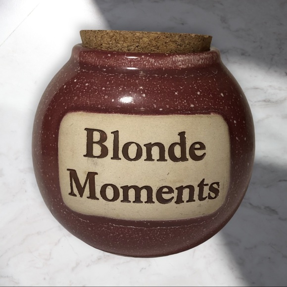 Other - Blonde Moments Ceramic Pottery Jar Corkscrew Lid